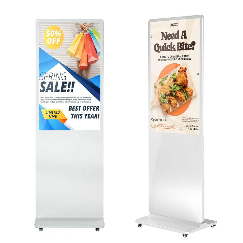 MWE 55 Inch 4K Touchscreen Kiosk, Indoor Floor Standing Digital Signage Displays, Advertising Display LCD Totem, Interactive Display Poster Android System with Auto Media Player