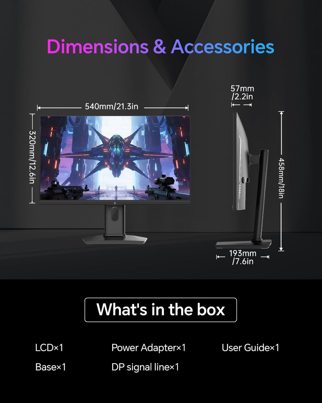 KTC 24 Inch Gaming Monitor 180Hz - 1440P Computer Monitors, Fast IPS H24T7