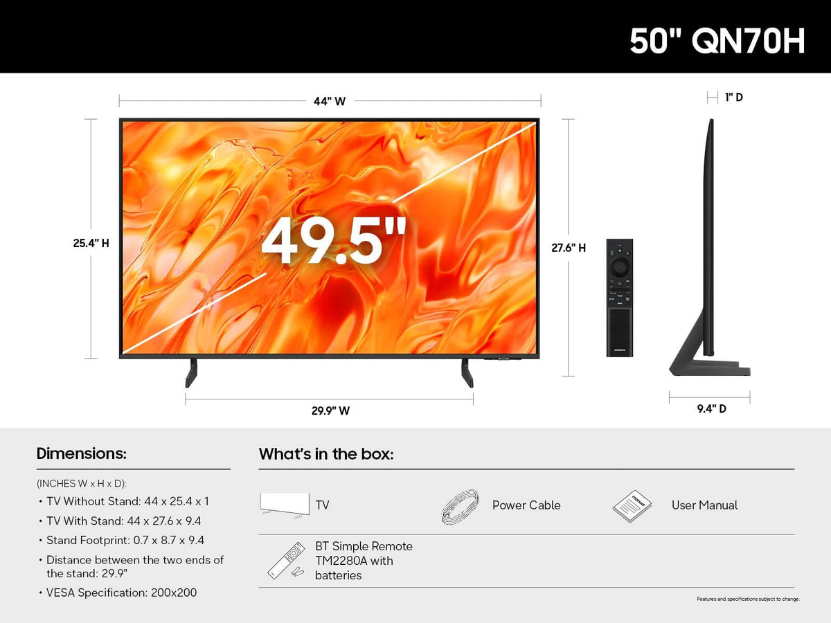 Samsung QN50QN70HDFXZA 50" Neo QLED Mini LED 4K UHD Smart Tizen TV (2026)