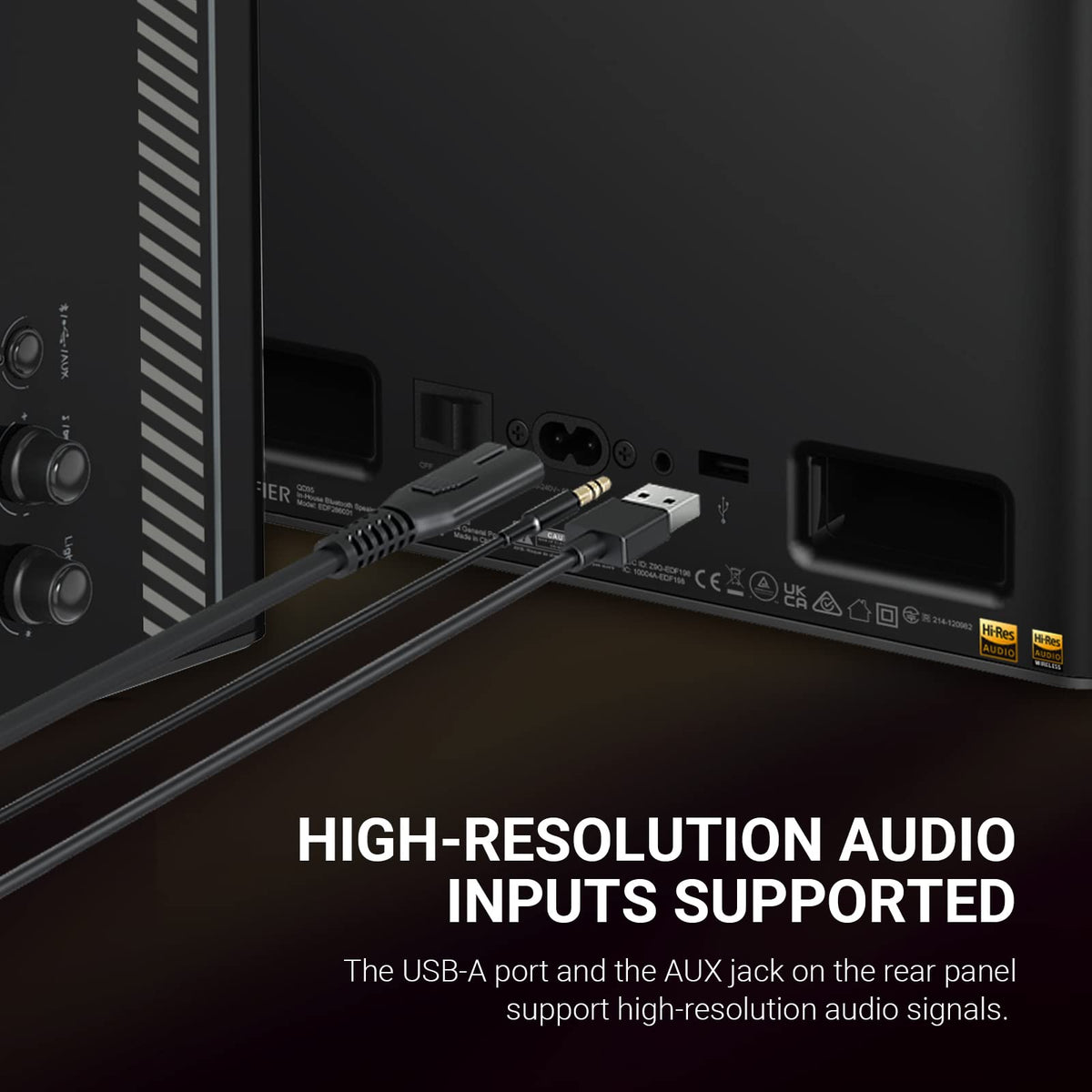 Edifier QD35 Tabletop Bluetooth Speakers, Hi-Res Audio & Hi-Resolution Sound Wireless Certified Computer Loudspeaker, 35W GaN Ultra-Fast Charging, Black (Renewed)