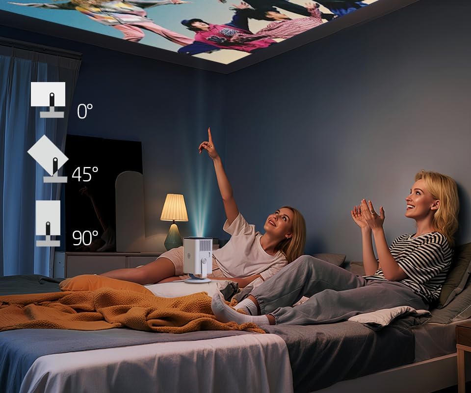 HP MC400 Portable HD Projector, WiFi , Bluetooth, Short Throw Lens, WiFi Screen Mirroring, App Store , Speaker, Design to work with PD Power Bank for Home Theater & Outdoor Movies