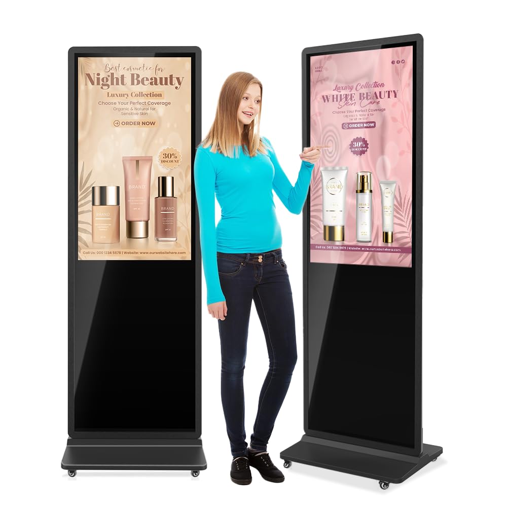 MWE 55 Inch 4K Touchscreen Kiosk, Indoor Floor Standing Digital Signage Displays, Advertising Display LCD Totem, Interactive Display Poster Android System with Auto Media Player