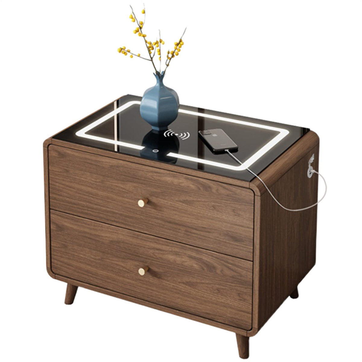 Smart Bedside Table Wireless USB Charging Creative Light Luxury Multifunctional Sensitive Light Speaker LED Nightstand