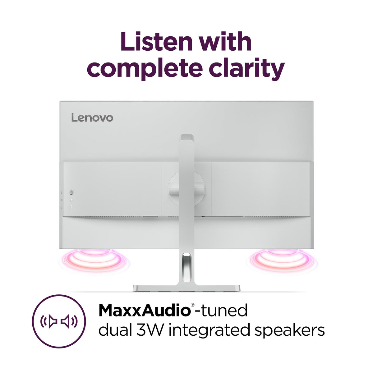 Lenovo L27q-4a - Everyday Monitor - 27" QHD IPS Display - 100Hz Refresh Rate - MaxxAudio® Tuned Speakers - VESA MediaSync - 1ms MPRT - Cloud Grey - Tilt Stand