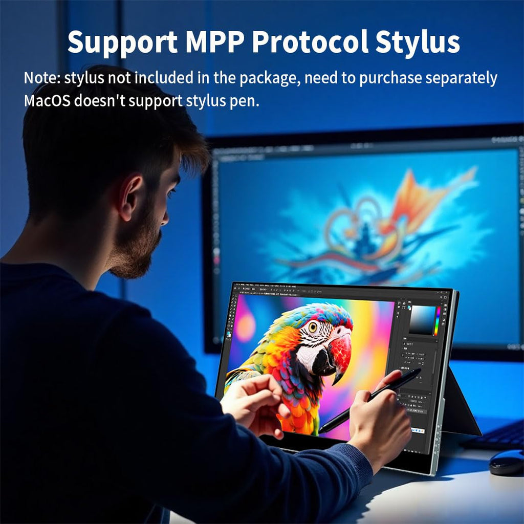 17.3" 4K Portable Monitor Touchscreen, 120Hz UHD Gaming Display 3840x2160 with MPP Stylus Support, 100% DCI-P3, HDMI 2.1 USB-C, VESA External Screen for Laptop Console PC