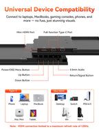 HotYeah 16" 2.5K 144Hz Portable Gaming Monitor, 2560x1600 QHD 125% sRGB