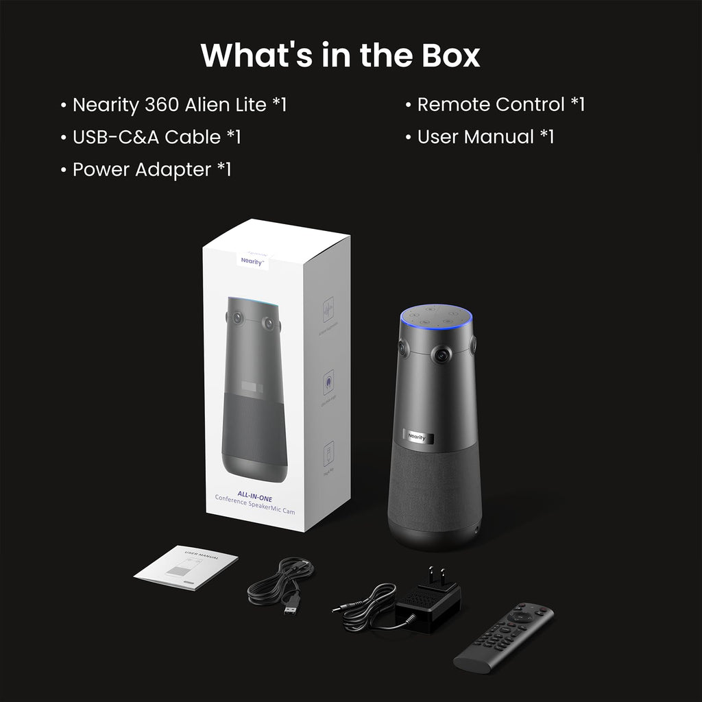 NEARITY 360 Alien Lite 4K Video Conference Camera with Mic, 3 AI Modes