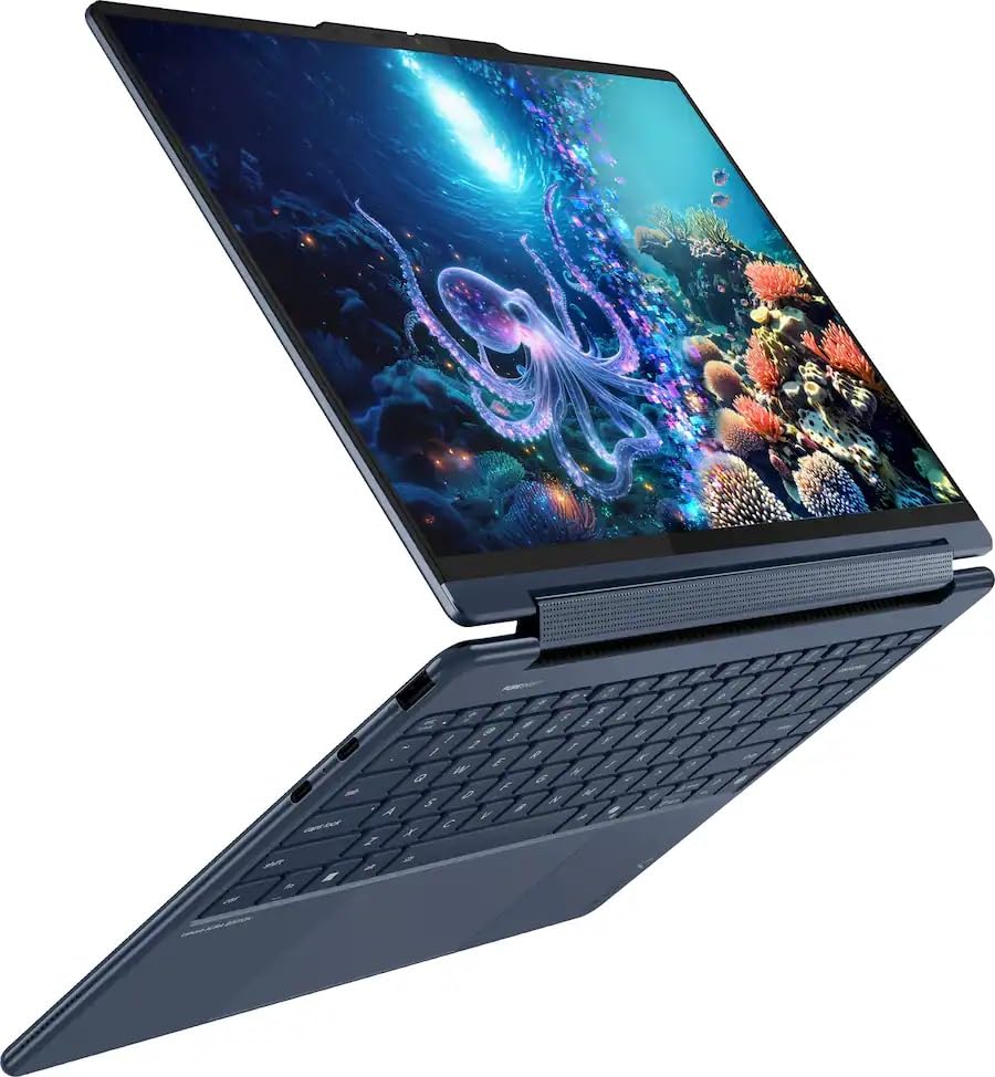 Lenovo Yoga 9i 2-in-1 Aura Edition Laptop, Intel Ultra 7 258V, 14" 2.8K 120Hz 500 nits Glass Touchscreen, 32 GB DDR5, 2 TB SSD, 5MP Camera E Shutter, Linear Pen, Wi-Fi 7, Win 11 - Cosmic Blue
