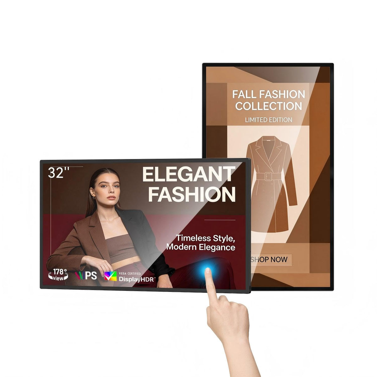 43 inch Wall Mount Digital Signage, FHD Touchscreen 43" Monitor Android 14