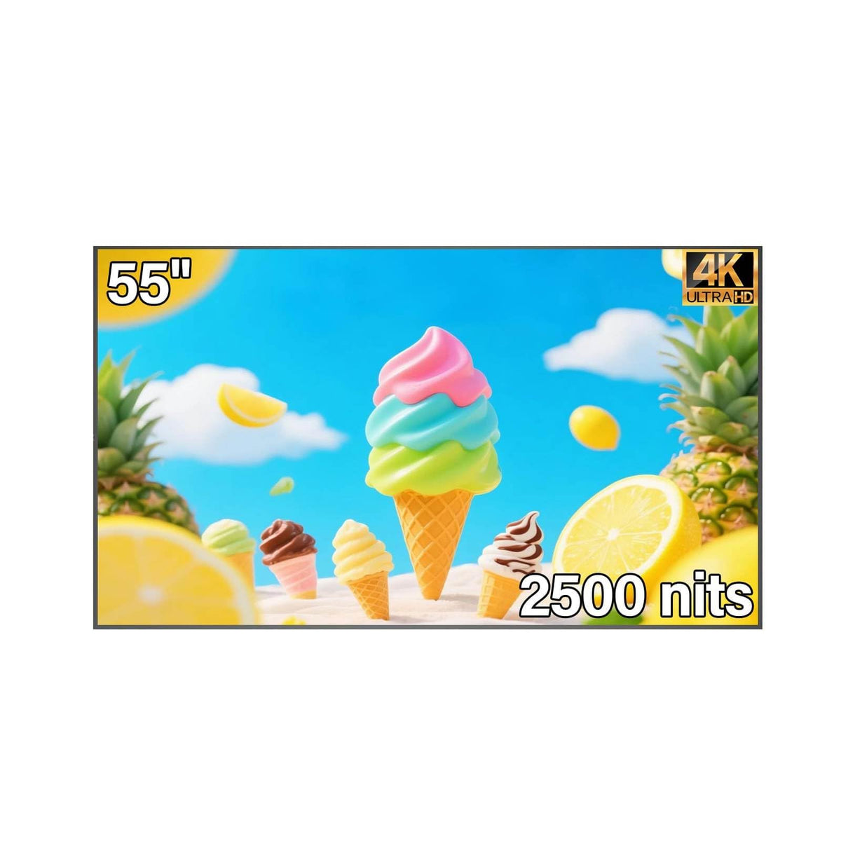 32inch Digital Signage, 2500nits High Brightness Advertising Display, Slim Fit Frameless LCD Monitor, CMS Remote Publishing, 24/7 Operation, Smart Split Screen Play, HDMI/USB/WiFi/Android System