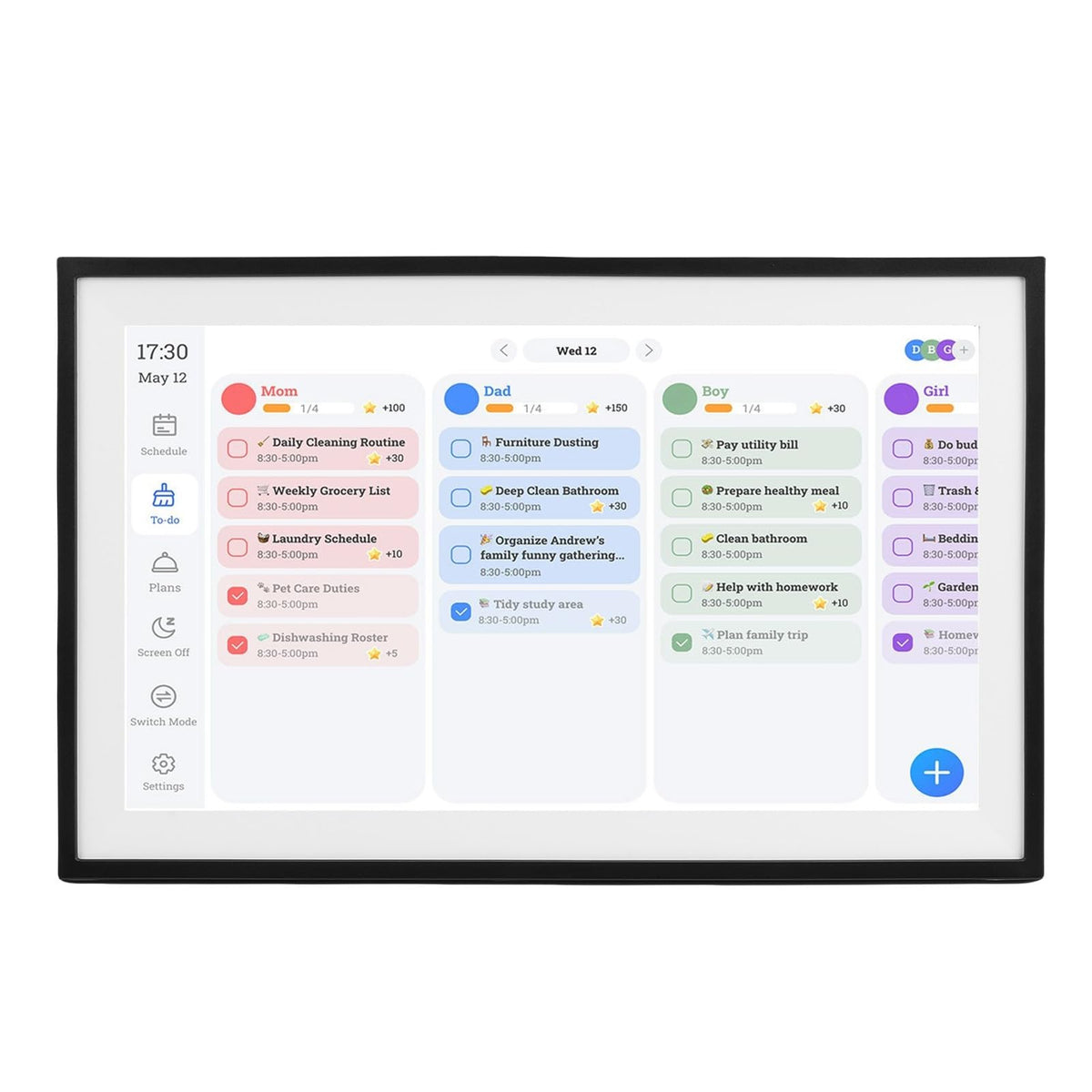 FTVOGUE Smart Digital Calendar 15.6 Inch HD Touchscreen Sync (White)