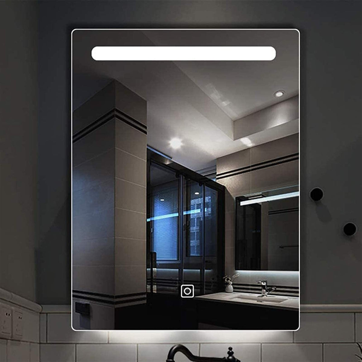 Waterproof Illuminated Led Bathroom Mirror 60X80Cm Smart Led Illuminated Bathroom Wall-Mounted Mirror with Touch Switch with Speaker + Time/Temperature Display + Heated Pad