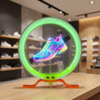3D Hologram Fan WiFi Projector with Protective Cover & LED Strip, 11.9 Inch Hi-Res Holographic Display, App Control Custom 3D Text Video for Business Store Sign Bar Party Holiday Decoration