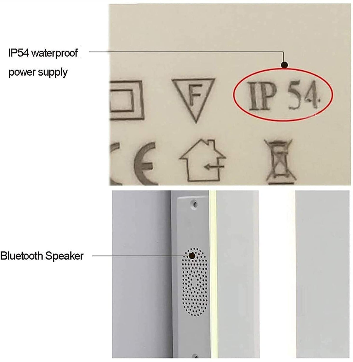 Waterproof Illuminated Led Bathroom Mirror 60X80Cm Smart Led Illuminated Bathroom Wall-Mounted Mirror with Touch Switch with Speaker + Time/Temperature Display + Heated Pad