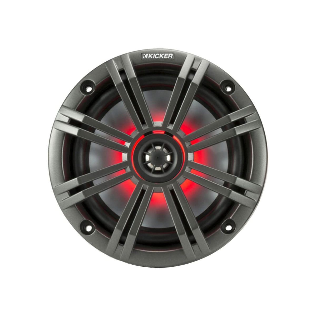 1 Pair (QTY 2) of Kicker 6.5" 2-Way 195 Watts Max Power Coaxial Marine Audio MultiColor LED Speakers with Charcoal Grilles, 20-Feet 16-Gauge Speaker Wire