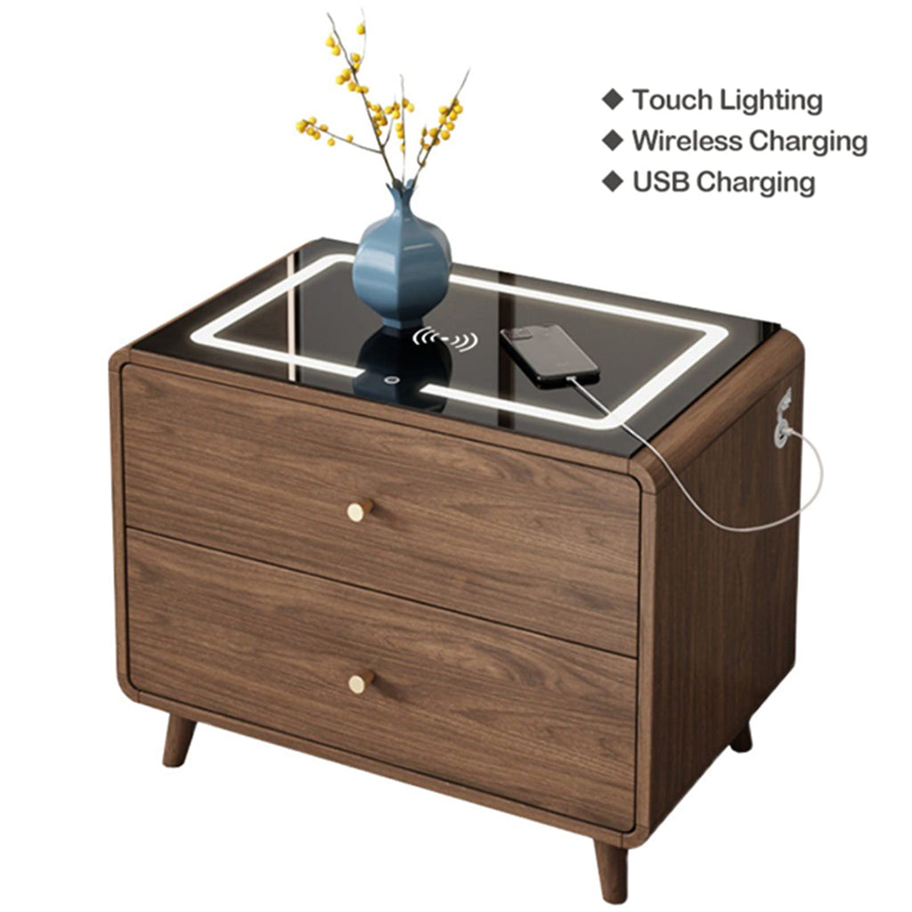 Smart Bedside Table Wireless USB Charging Creative Light Luxury Multifunctional Sensitive Light Speaker LED Nightstand