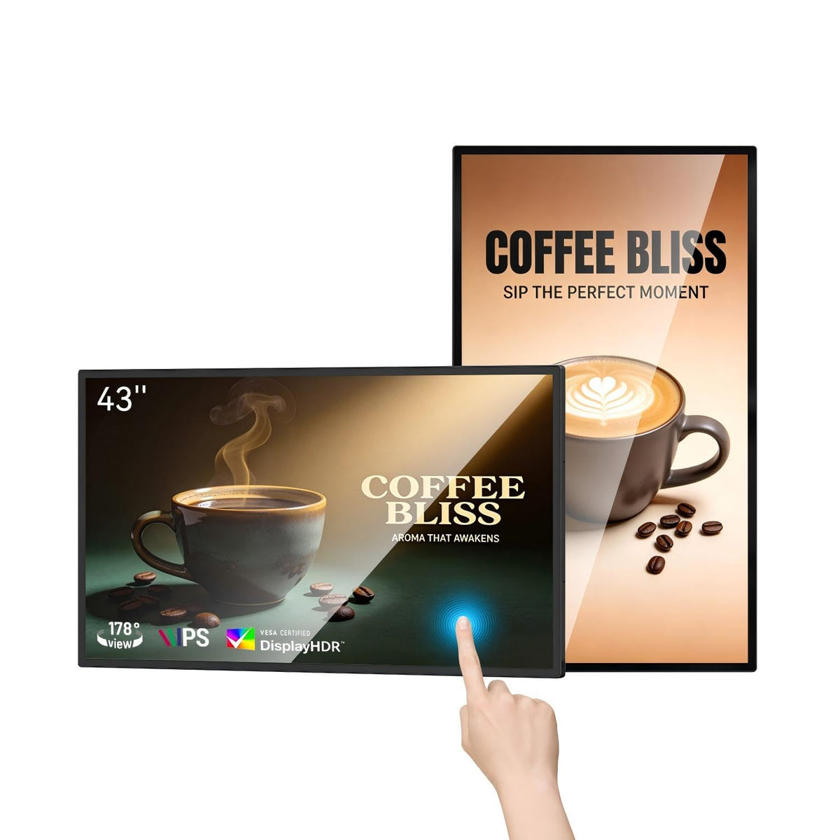 32 inch Wall Mount Digital Signage, FHD Touchscreen 32" Monitor Android 14