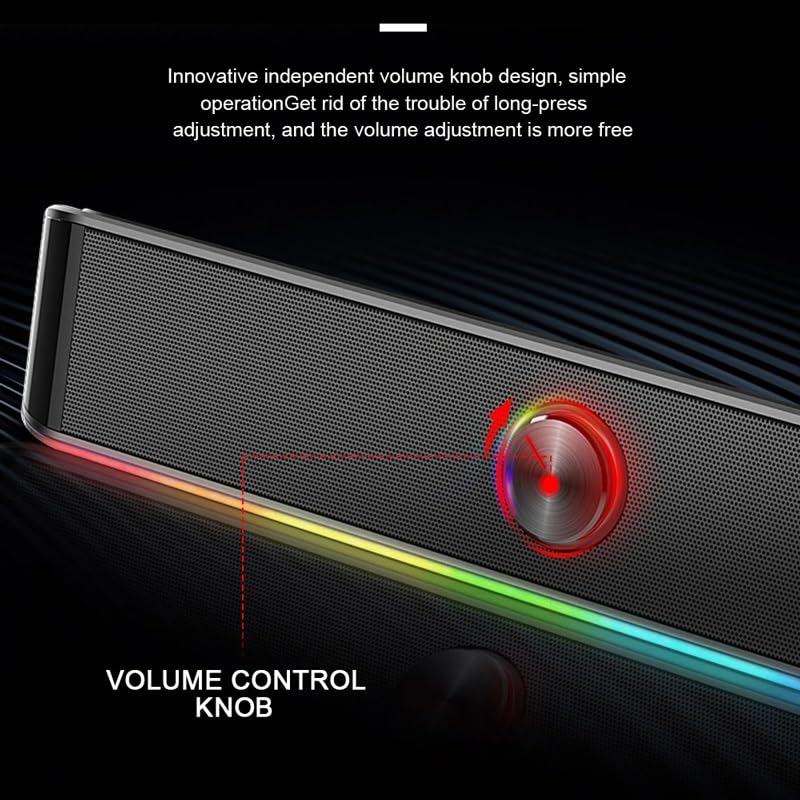 3.5mm Stereo Surround Music Smart RGB Speakers Column Sound Bar for Computer PC Notebook Loudspeakers