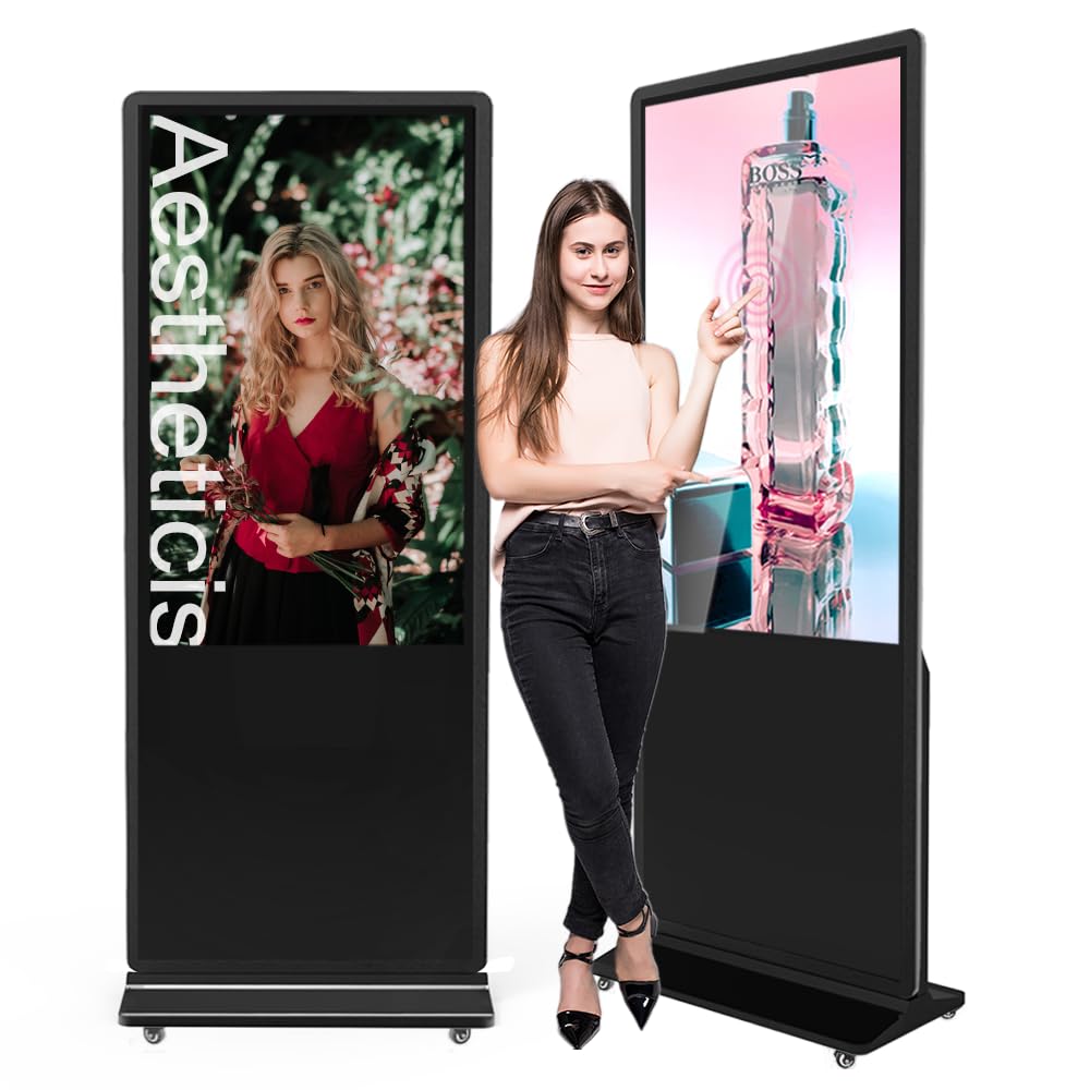 MWE 55 Inch 4K Touchscreen Kiosk, Indoor Floor Standing Digital Signage Displays, Advertising Display LCD Totem, Interactive Display Poster Android System with Auto Media Player
