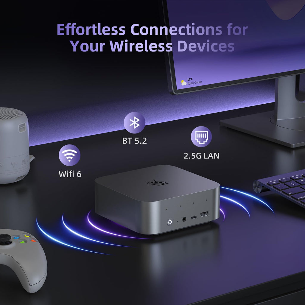 Beelink SER9 Pro AI Mini PC, AMD Ryzen 7 H255 (Up to 4.9GHz), 24GB LPDDR5X 6400MT/s 1TB NVMe SSD, Radeon 780M, Built-in Mic/Speaker, USB4, WiFi 6, 2.5G LAN, 4K@240Hz Triple Display, Desktop Computer