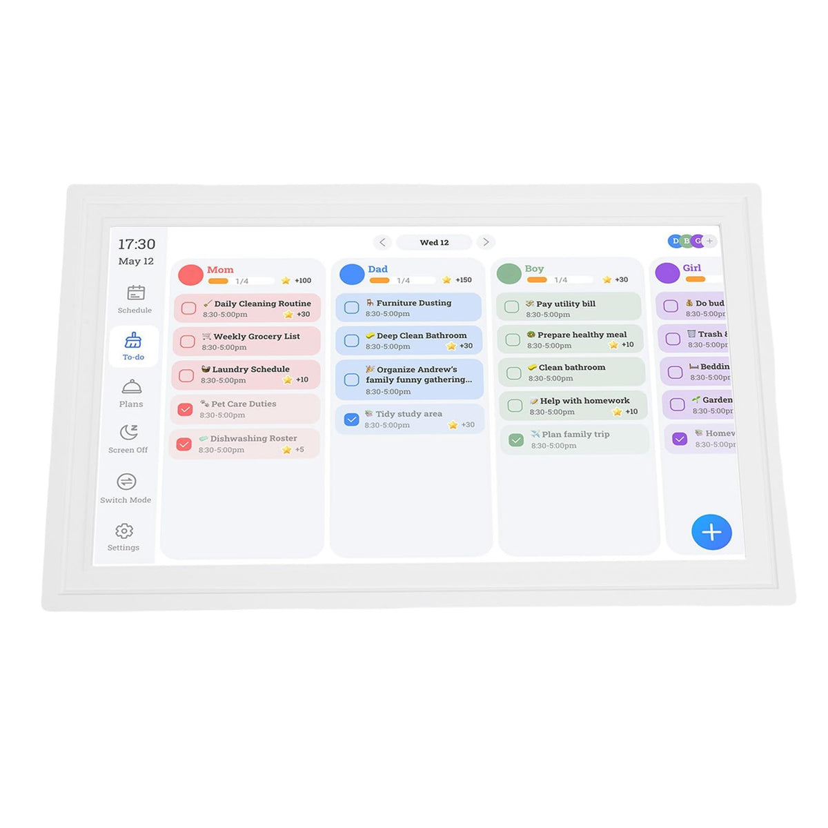 FTVOGUE Smart Digital Calendar 15.6 Inch HD Touchscreen Sync (White)