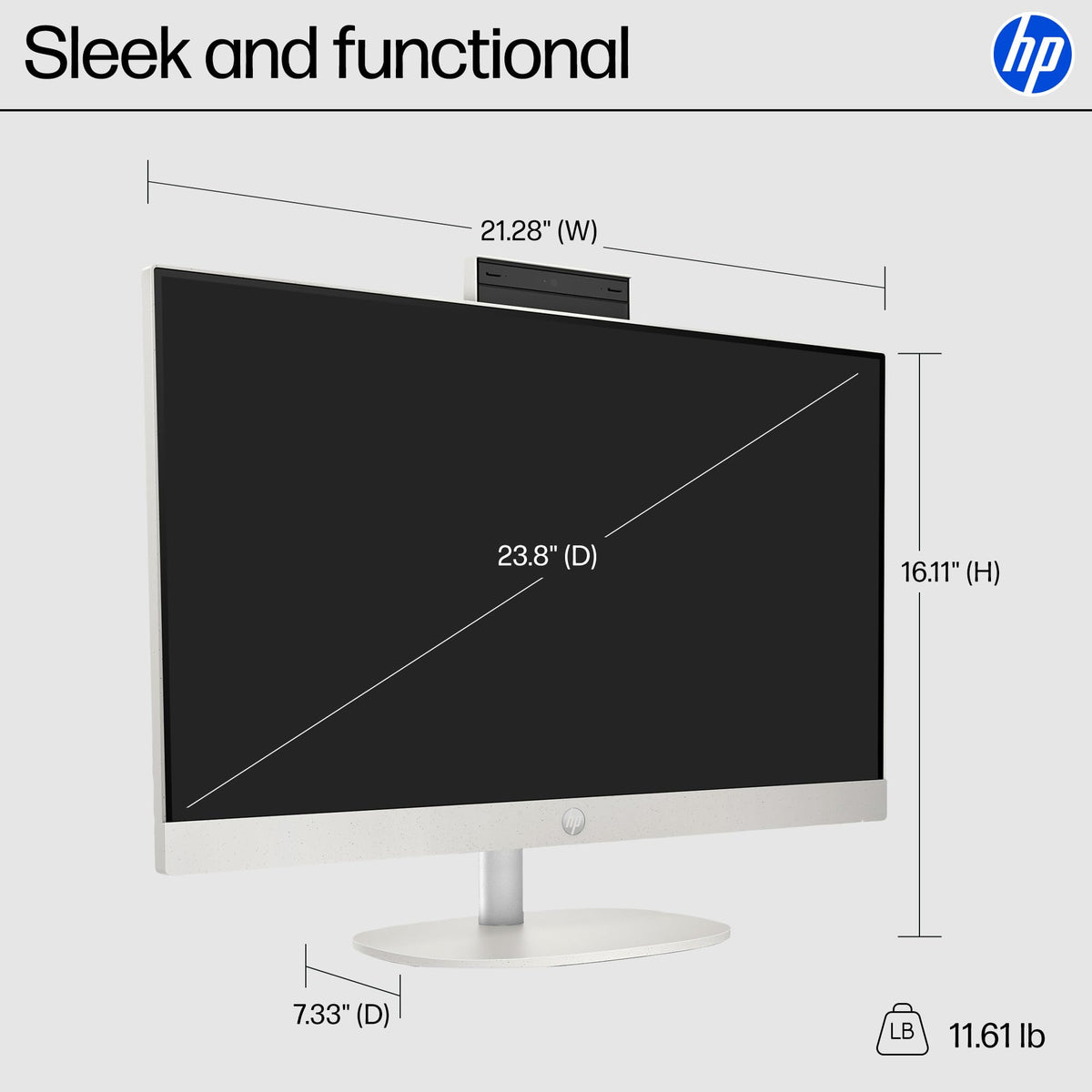 HP 23.8 inch All-in-One Desktop PC, FHD Display, Intel Core i5-1334U, 16 GB RAM, 512 GB SSD, Intel UHD Graphics, Windows 11 Home, Shell White, 24-cr0112 (2025)