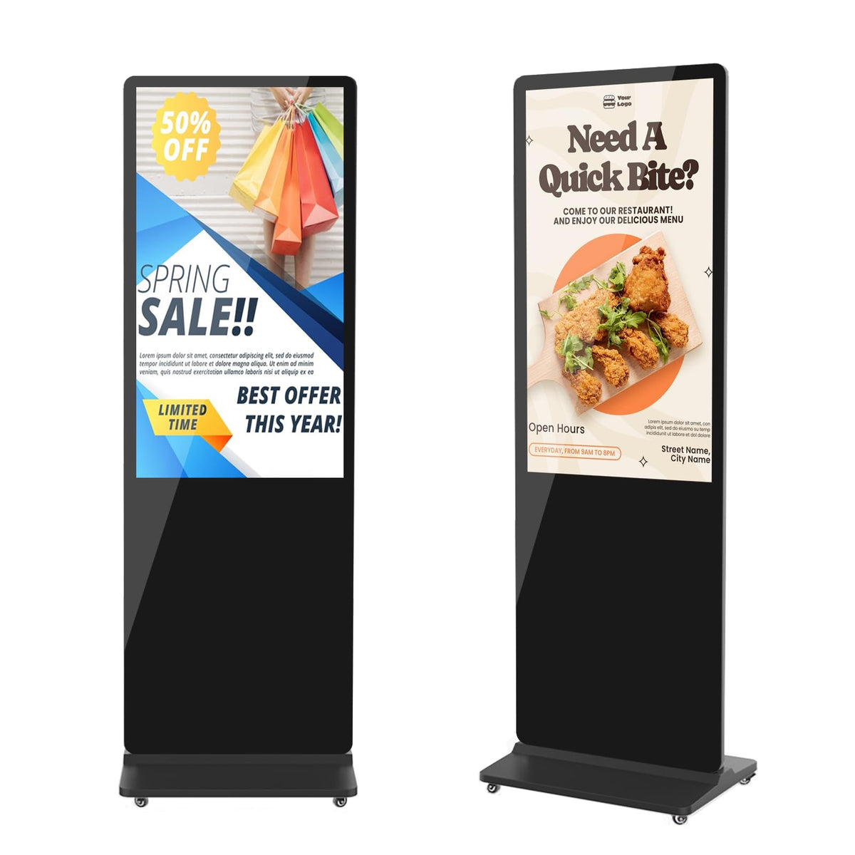 MWE 55 Inch 4K Touchscreen Kiosk, Indoor Floor Standing Digital Signage Displays, Advertising Display LCD Totem, Interactive Display Poster Android System with Auto Media Player