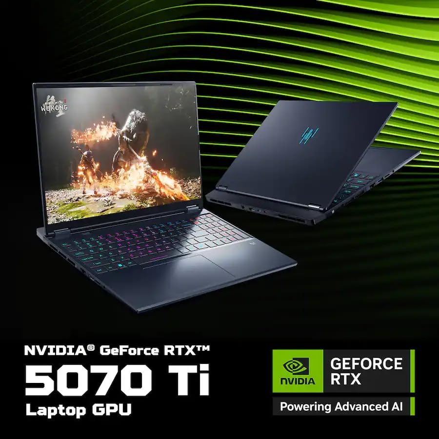 Acer Predator Helios Neo 16S AI Gaming Laptop - Intel 24 Cores Ultra 9 275HX, NVIDIA RTX 5070Ti (Up to 992 AI Tops), 16" 2.5K OLED 240Hz 500nits Display (100% DCI-P3), 32GB DDR5, 2TB SSD, Win11 Pro