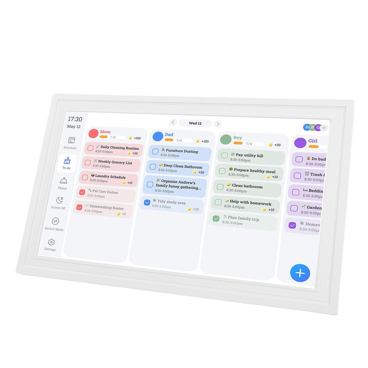 FTVOGUE Smart Digital Calendar 15.6 Inch HD Touchscreen Sync (White)