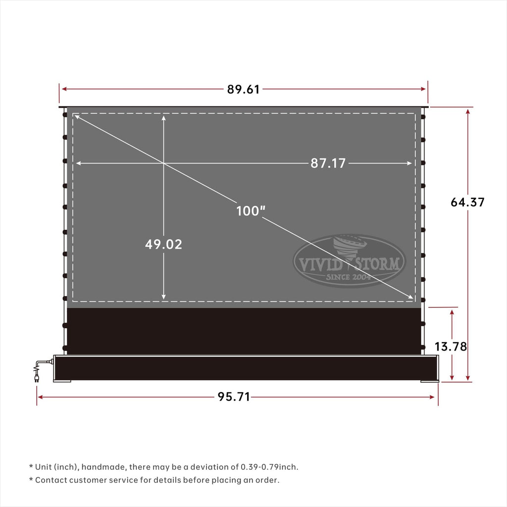 VIVIDSTORM-Projector Screen with Stand S PRO P100 inch Sound Acoustically Transparent Motor Rollable Tensioned Floor Screen UST Ambient Light Rejecting for Ultra-Short Throw Laser TV,VWSDSTUST100HP