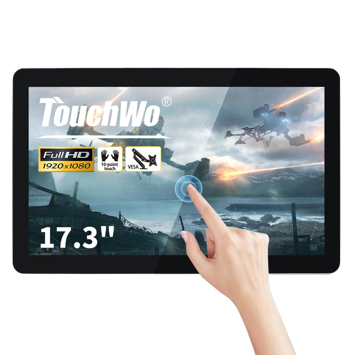 32 inch Capacitive Multi-Touch Screen Industrial Monitor, 16:9 Display 1920 x 1080P, Built-in Speakers, USB, VGA, DP & HD-MI Ports, Digital Signage Displays and Player for Advertising