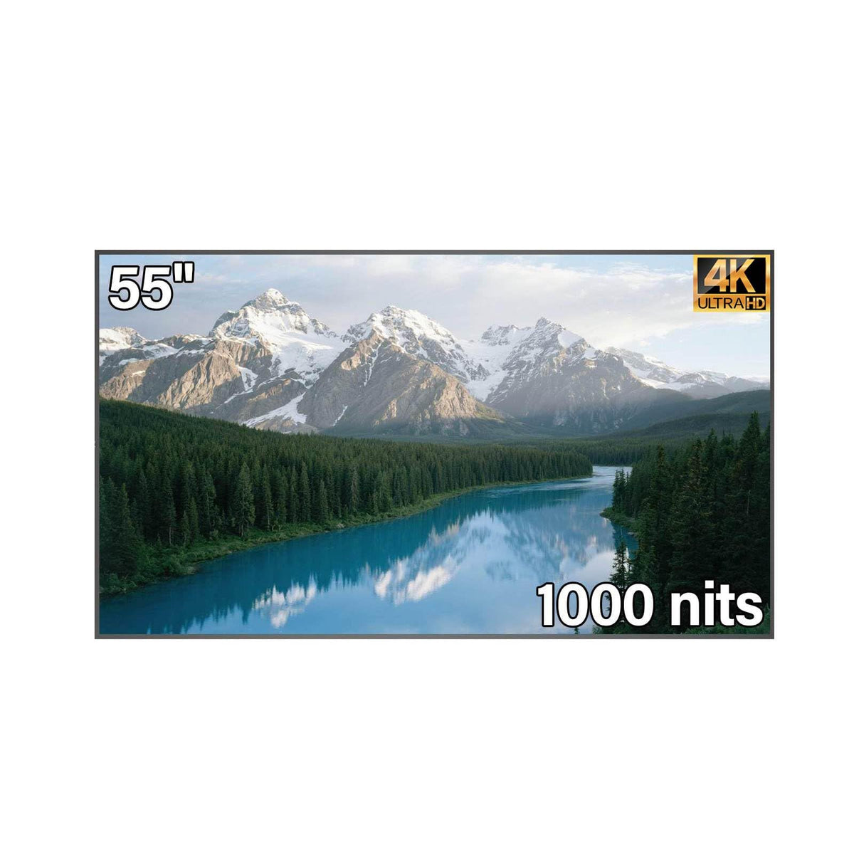 43inch Wall Mount Digital Signage, 4K 2500nits High Brightness Advertising Display, Slim Fit Frameless Digital Kiosk, CMS/Plug & Play Auto Play, 7/24 Timer Switch, Smart Split Screen Play