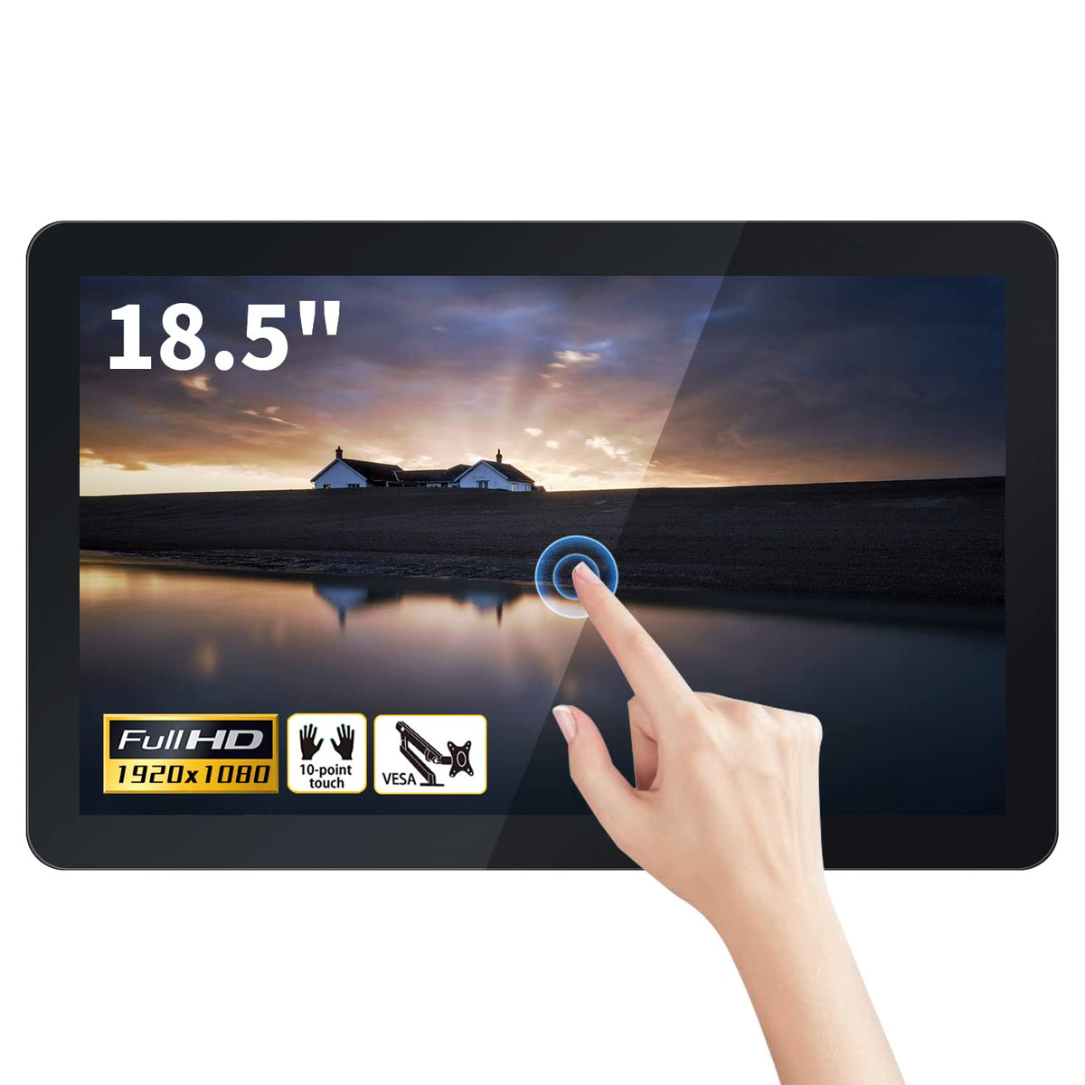 32 inch Capacitive Multi-Touch Screen Industrial Monitor, 16:9 Display 1920 x 1080P, Built-in Speakers, USB, VGA, DP & HD-MI Ports, Digital Signage Displays and Player for Advertising