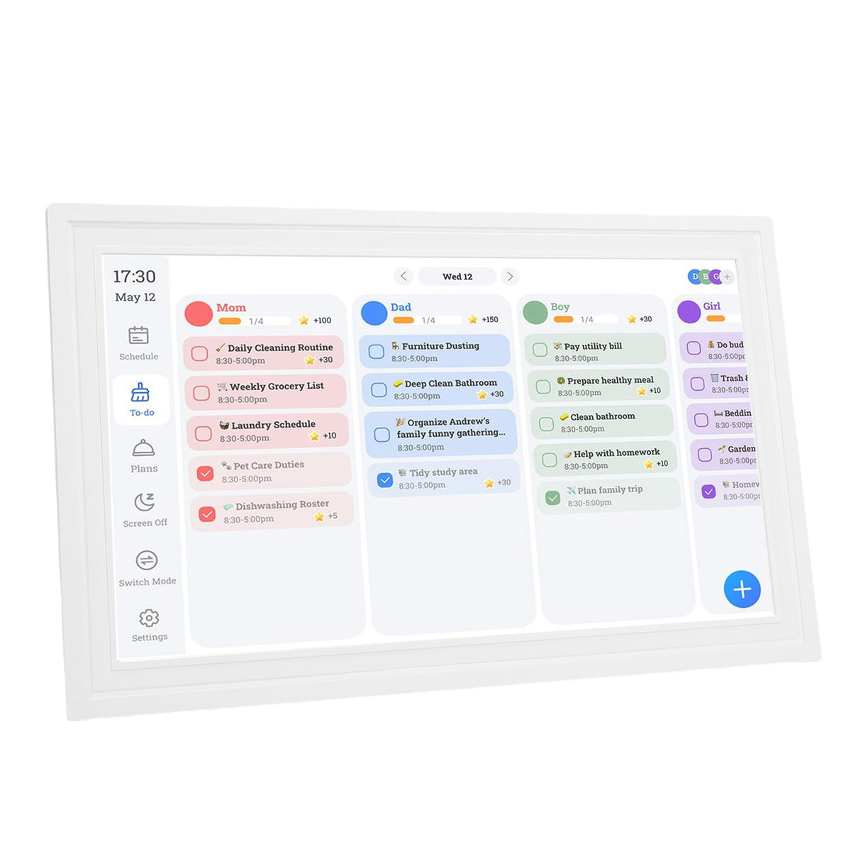 FTVOGUE Smart Digital Calendar 15.6 Inch HD Touchscreen Sync (White)