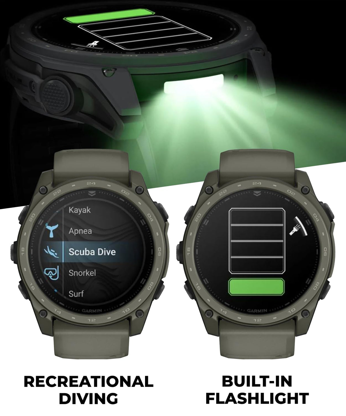 Garmin Tactix 8 51mm Cerakоtе, Premium Tactical GPS Smartwatch, AMOLED Display, Applied Ballistics Solver, Olive Drab Cerakоtе Coating Black Earbuds Bundle
