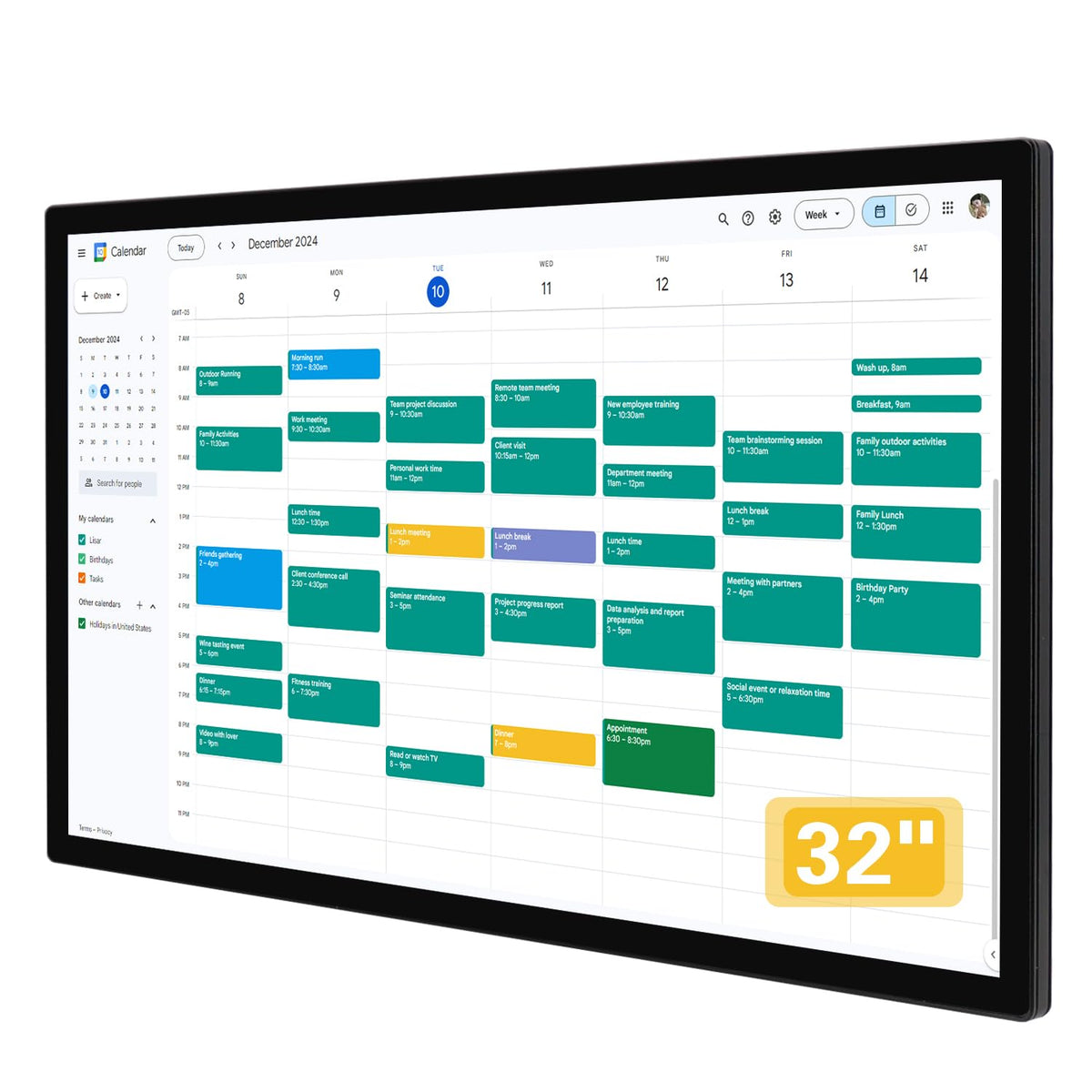 32 Inch Digital Calendar & Chore Chart，Smart Kaclendar Full HD Touchscreen Interactive Display for Family Schedules，Built-in WiFi and BT，Include Wall Mount