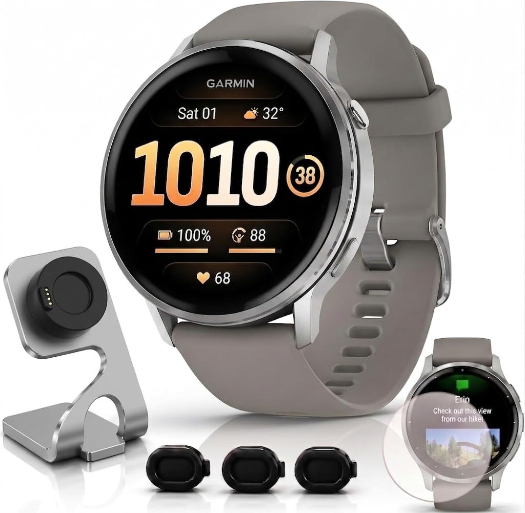 Garmin Venu 4 Health Fitness GPS Smartwatch 45mm AMOLED Bundle