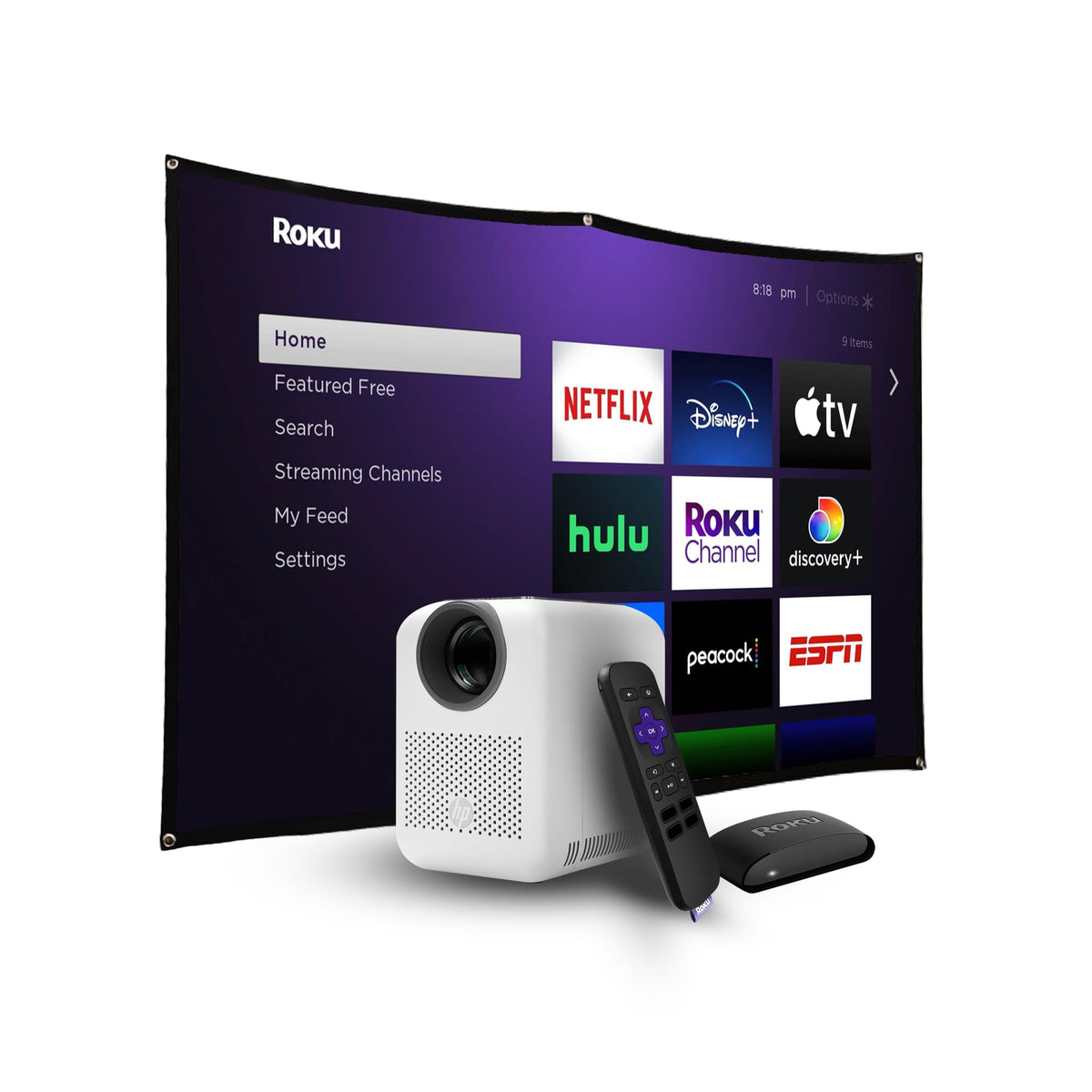 HP CC180 Promo 3in1 Portable HD Smart Video Projector with Roku Express HD /84" Screen
