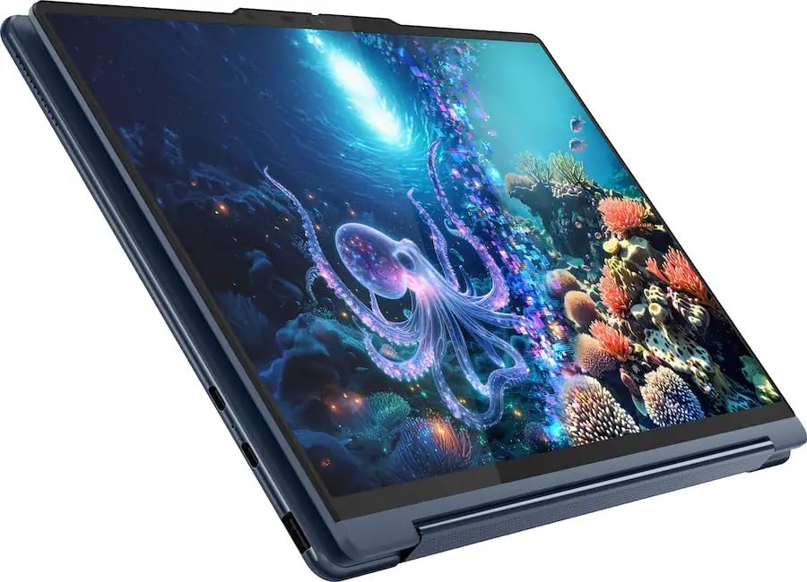 Lenovo Yoga 9i 2-in-1 Aura Edition Laptop, Intel Ultra 7 258V, 14" 2.8K 120Hz 500 nits Glass Touchscreen, 32 GB DDR5, 2 TB SSD, 5MP Camera E Shutter, Linear Pen, Wi-Fi 7, Win 11 - Cosmic Blue