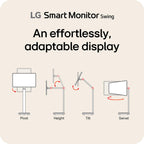 LG Smart Monitor Swing 32U889SA-W 32-Inch 4K UHD (3840x2160) IPS Touchscreen on a Fully Adjustable Wheeled Base HDR10, webOS, Built-in Speaker, HDMI, USB Type-C, Tilt/Height/Swivel/Pivot Stand, White