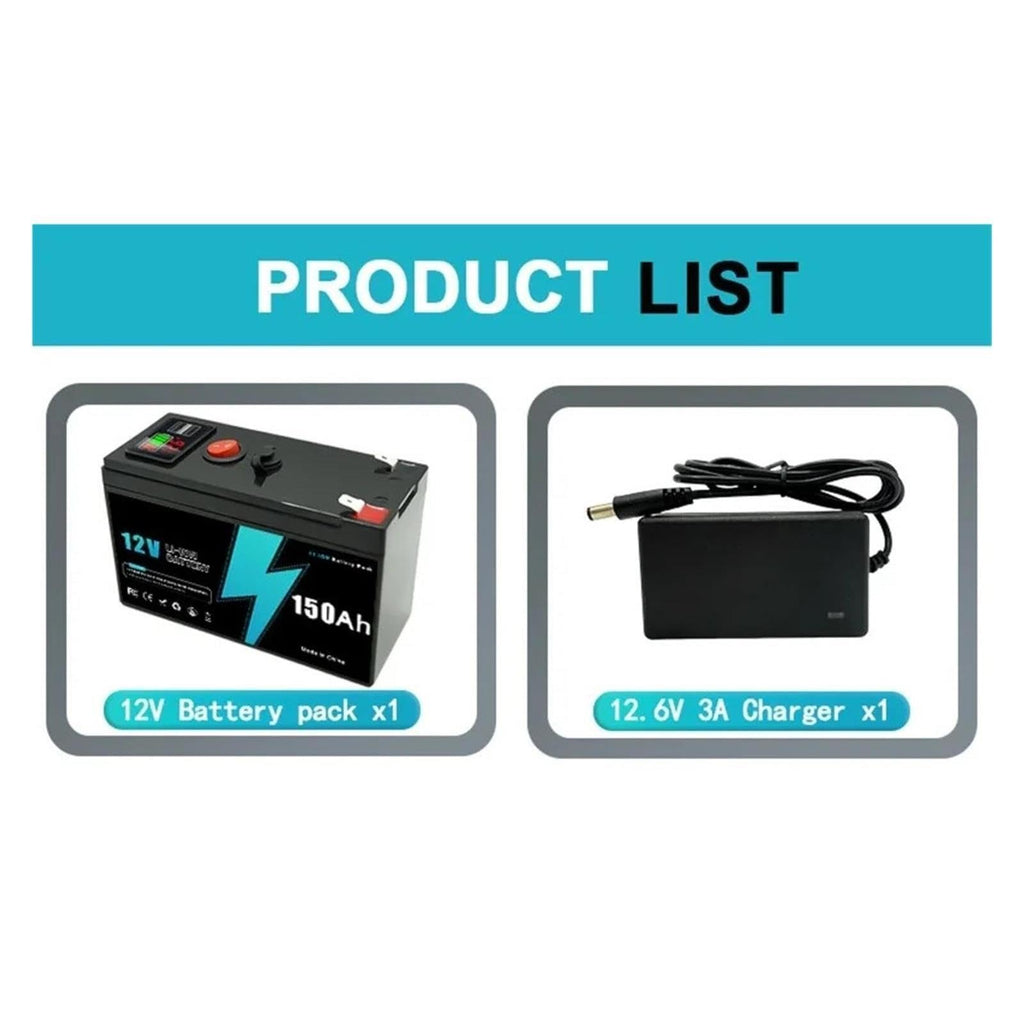 12V 60-150Ah Li-ion Battery Digital Display Deep Cycle
