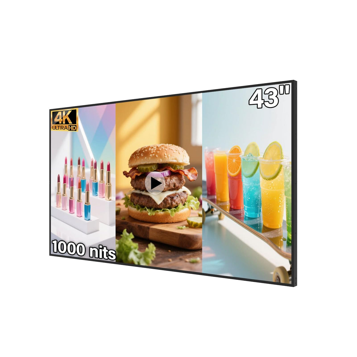 32inch Digital Signage, 2500nits High Brightness Advertising Display, Slim Fit Frameless LCD Monitor, CMS Remote Publishing, 24/7 Operation, Smart Split Screen Play, HDMI/USB/WiFi/Android System
