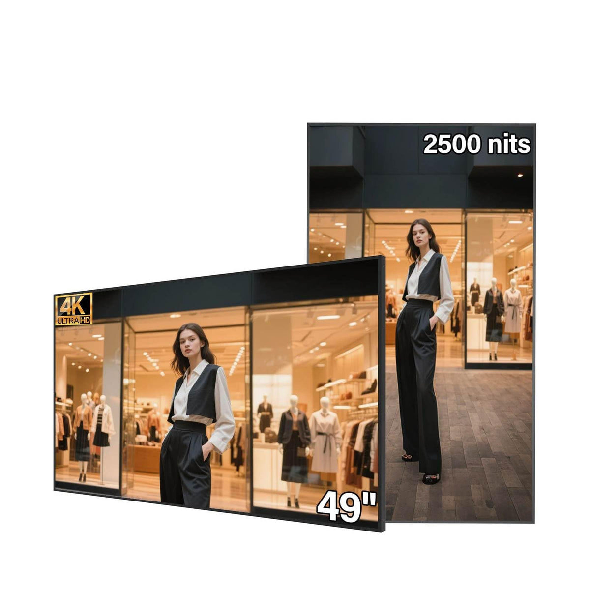 32inch Digital Signage, 2500nits High Brightness Advertising Display, Slim Fit Frameless LCD Monitor, CMS Remote Publishing, 24/7 Operation, Smart Split Screen Play, HDMI/USB/WiFi/Android System