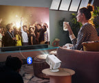 HP MC400 Portable HD Projector, WiFi , Bluetooth, Short Throw Lens, WiFi Screen Mirroring, App Store , Speaker, Design to work with PD Power Bank for Home Theater & Outdoor Movies