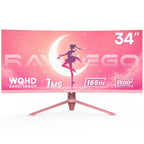 27 Inch Pink Curved Computer Monitor, FHD 1080P 100Hz, Eye Care