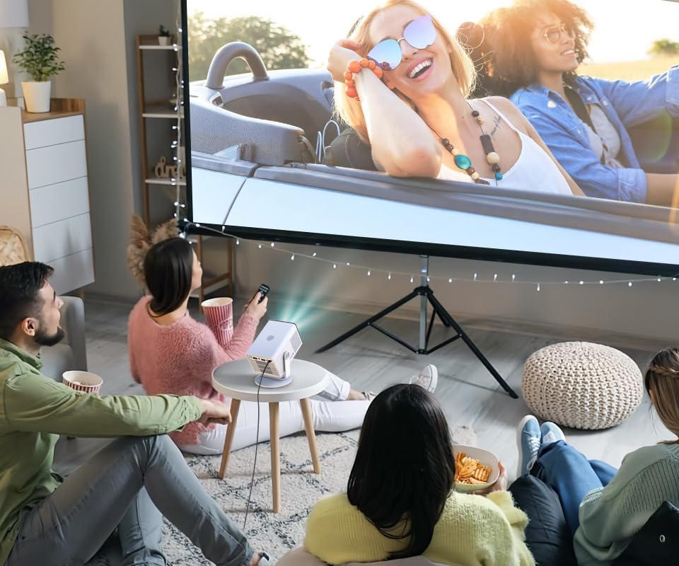 HP MC400 Portable HD Projector, WiFi , Bluetooth, Short Throw Lens, WiFi Screen Mirroring, App Store , Speaker, Design to work with PD Power Bank for Home Theater & Outdoor Movies