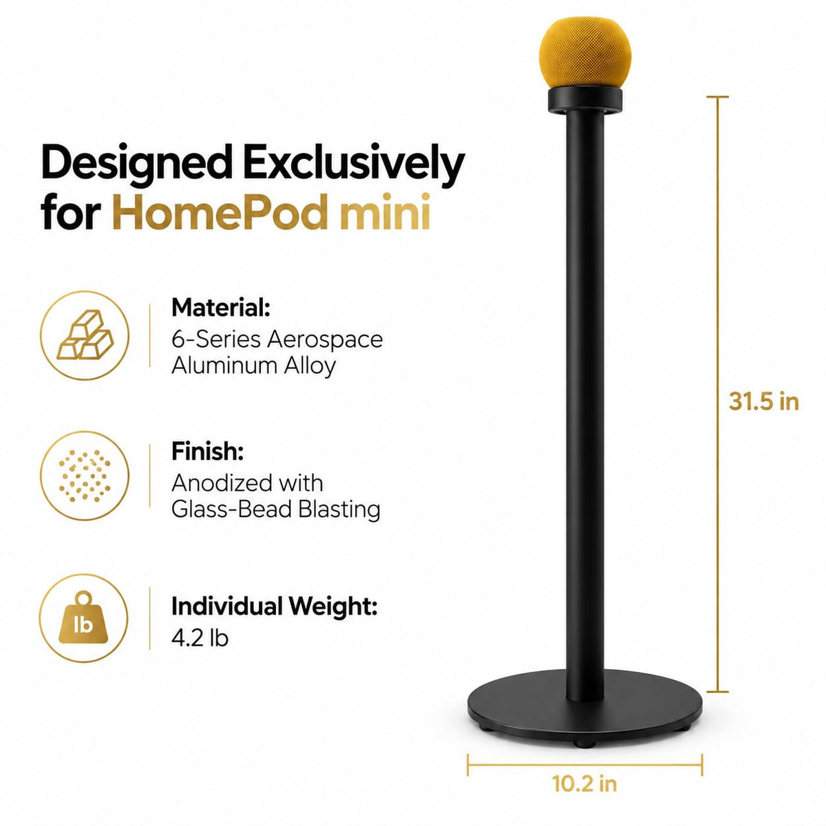 Floor Speaker Stand for Apple HomePod mini 1st/2nd Gen，Black Pair
