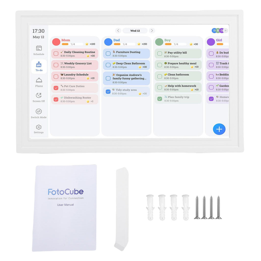 FTVOGUE Smart Digital Calendar 15.6 Inch HD Touchscreen Sync (White)