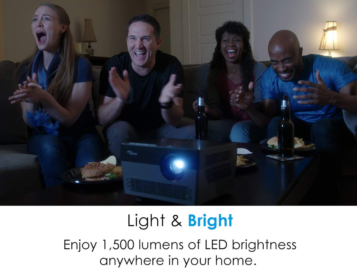 Optoma UHL55 4K LED Smart Projector with HDR, Bright 1500 lumens, Works with Alexa and Google Assistant, for Home Theaters and Outdoors, Auto Focus, Bluetooth Speaker Built in, Stream Netflix, Black
