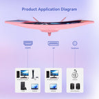 27 Inch Pink Curved Computer Monitor, FHD 1080P 100Hz, Eye Care
